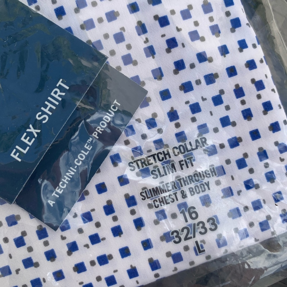 Kenneth Cole Print Slim Fit Dress Shirt 16x32-33 - Picture 6 of 9